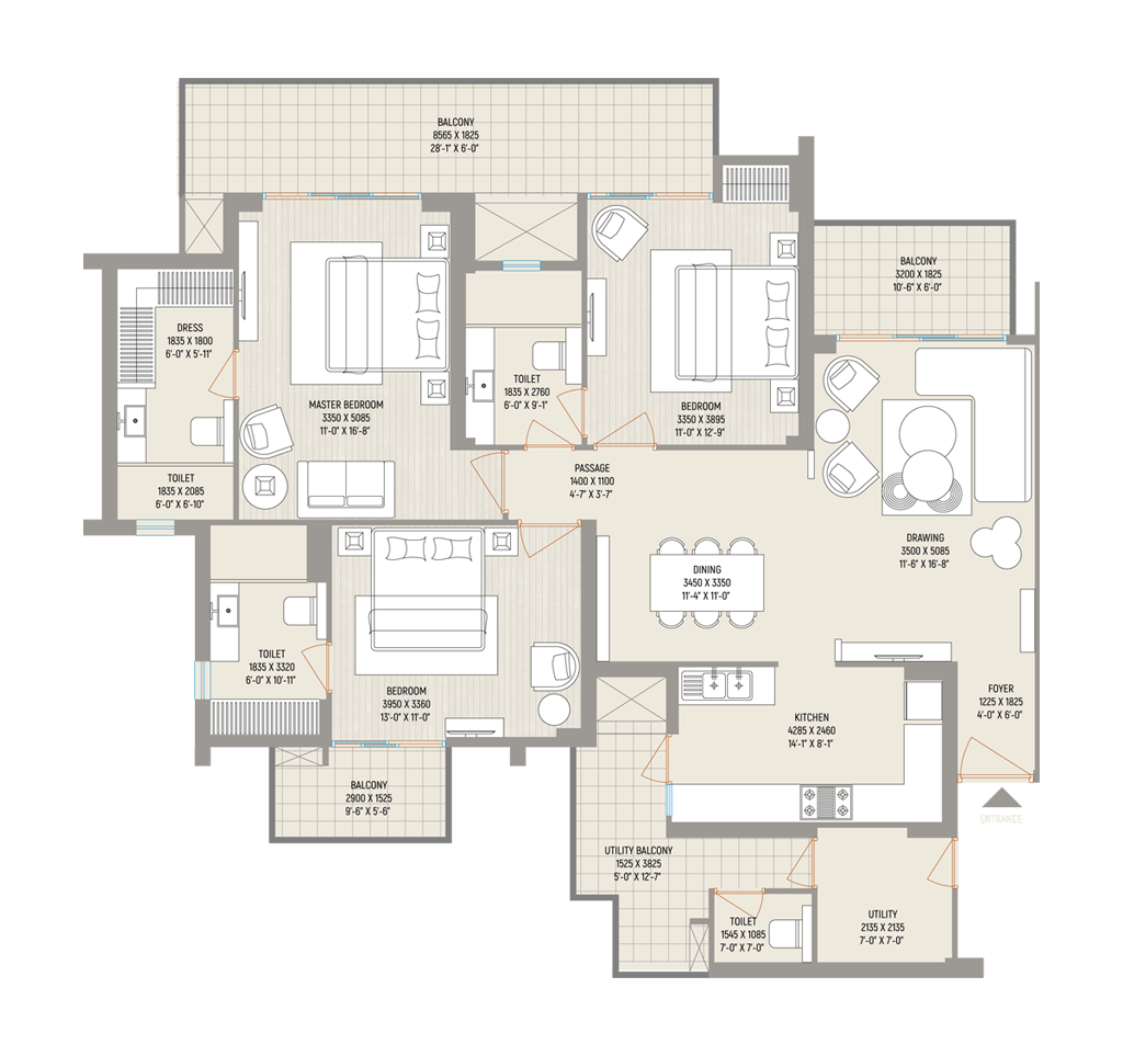 Ivy County of Apartment living Unit Plan Type B