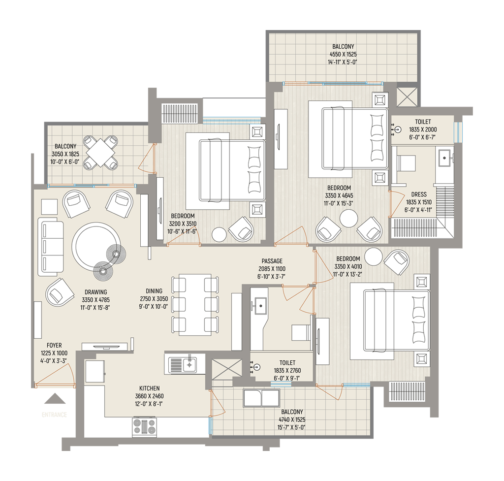 Ivy County of Apartment living Unit Plan Type C